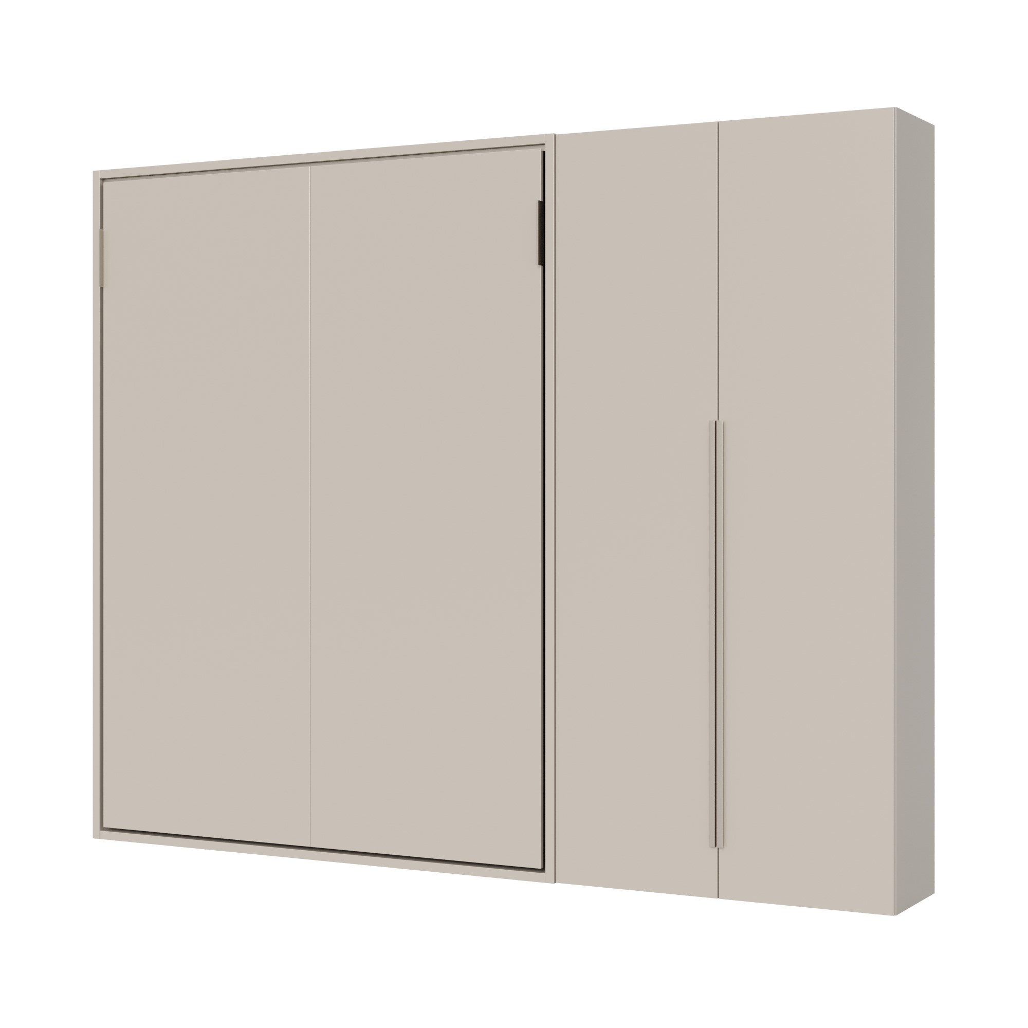 Cama doble escamoteable vertical Versia 160 con armario derecho 2 puertas Clay - Itamoby