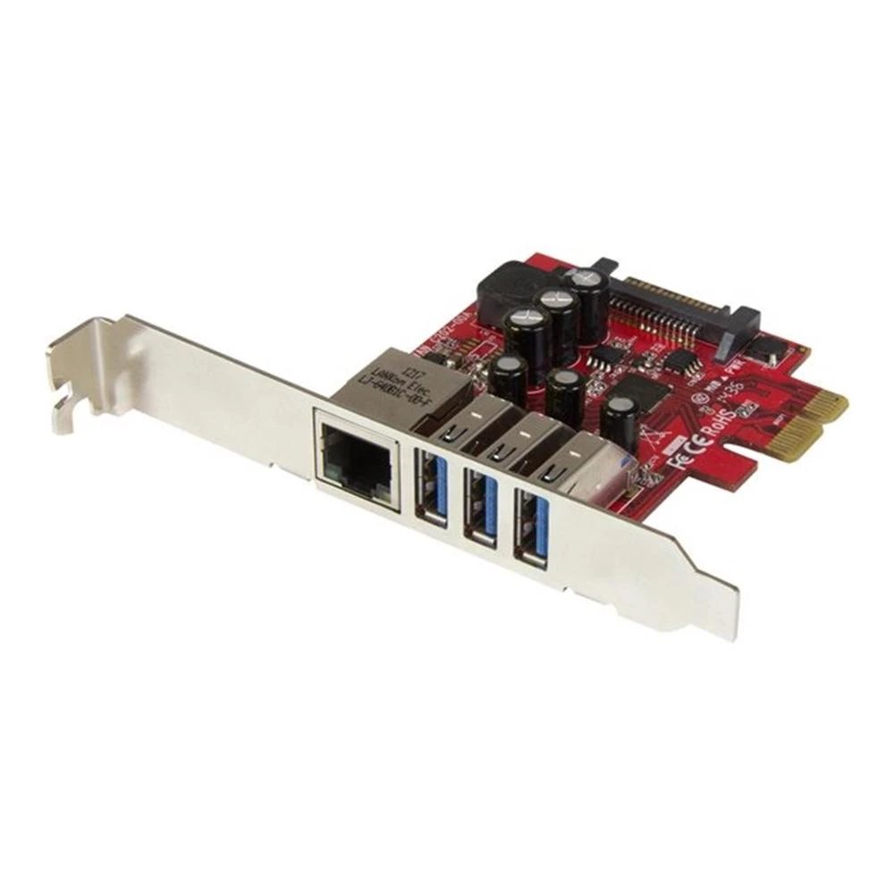 StarTech - Adaptador de red USB 3.0 a Gigabit Ethernet PEXUSB3S3GE con 3 puertos USB y bus PCIe 2.0 para conexión estable en streaming y gaming