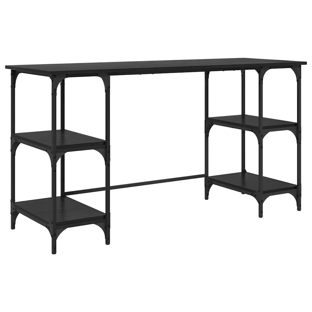 vidaXL Escritorio Roble Negro 140 x 50 x 75 cm Madera contrachapada