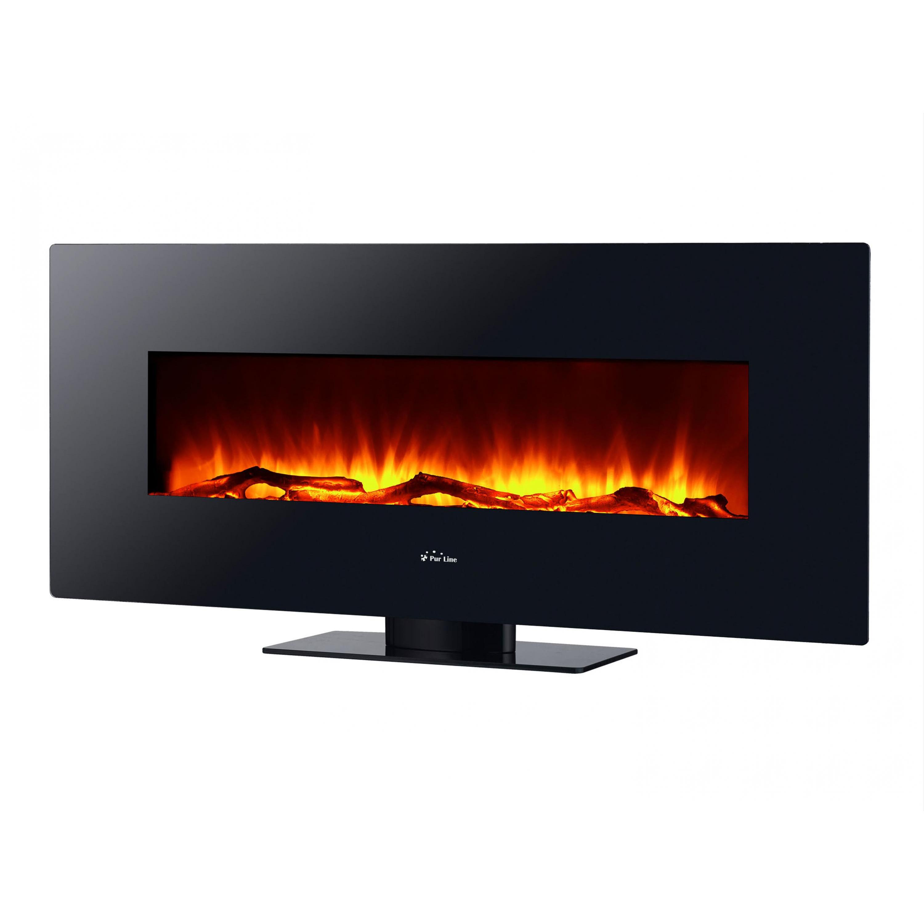 Chimenea eléctrica panorámica de cristal templado negro Purline CHE-515
