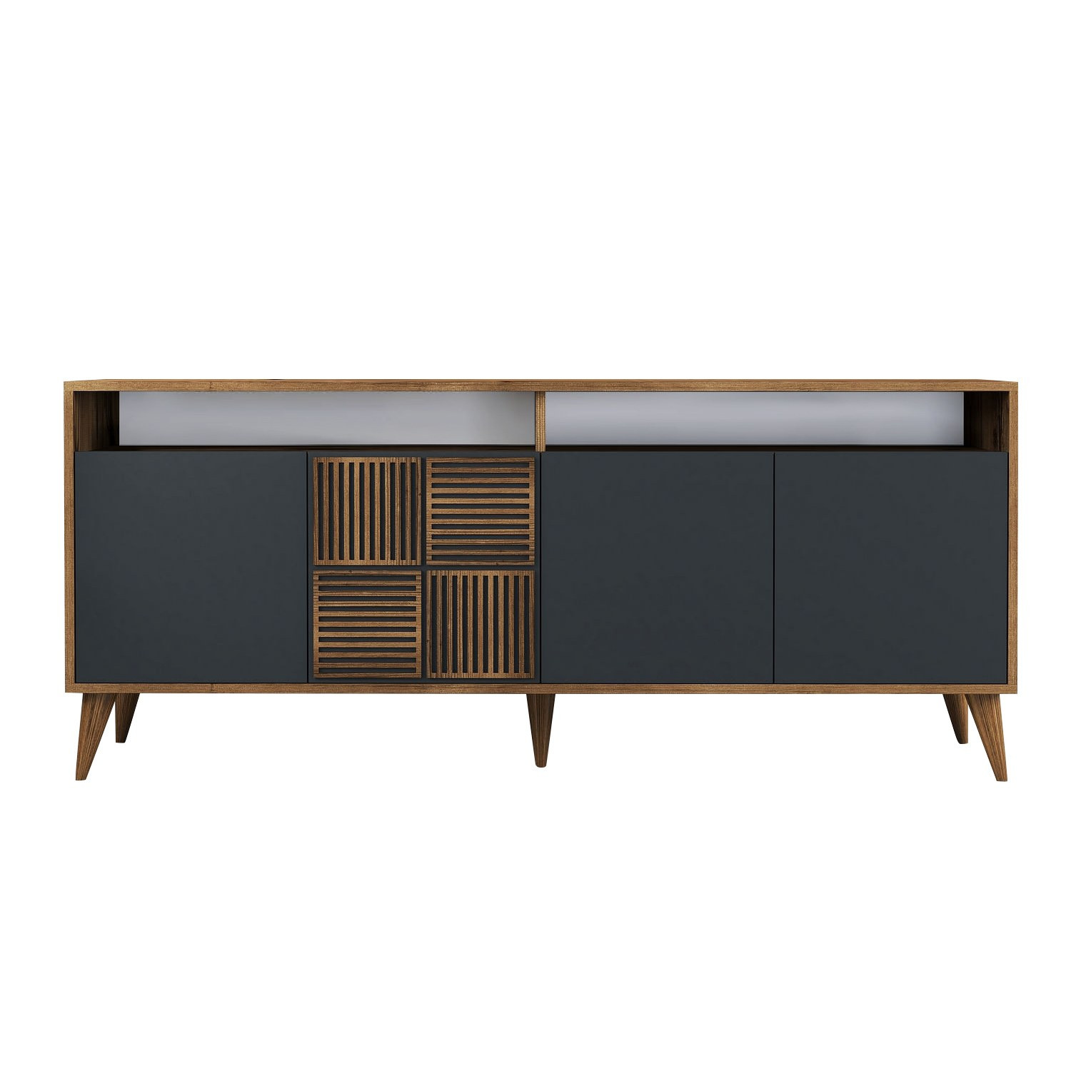 Habitat y Jardin - Aparador de madera "Milan" - 180 x 35 x 78 cm - Nogal Antracita