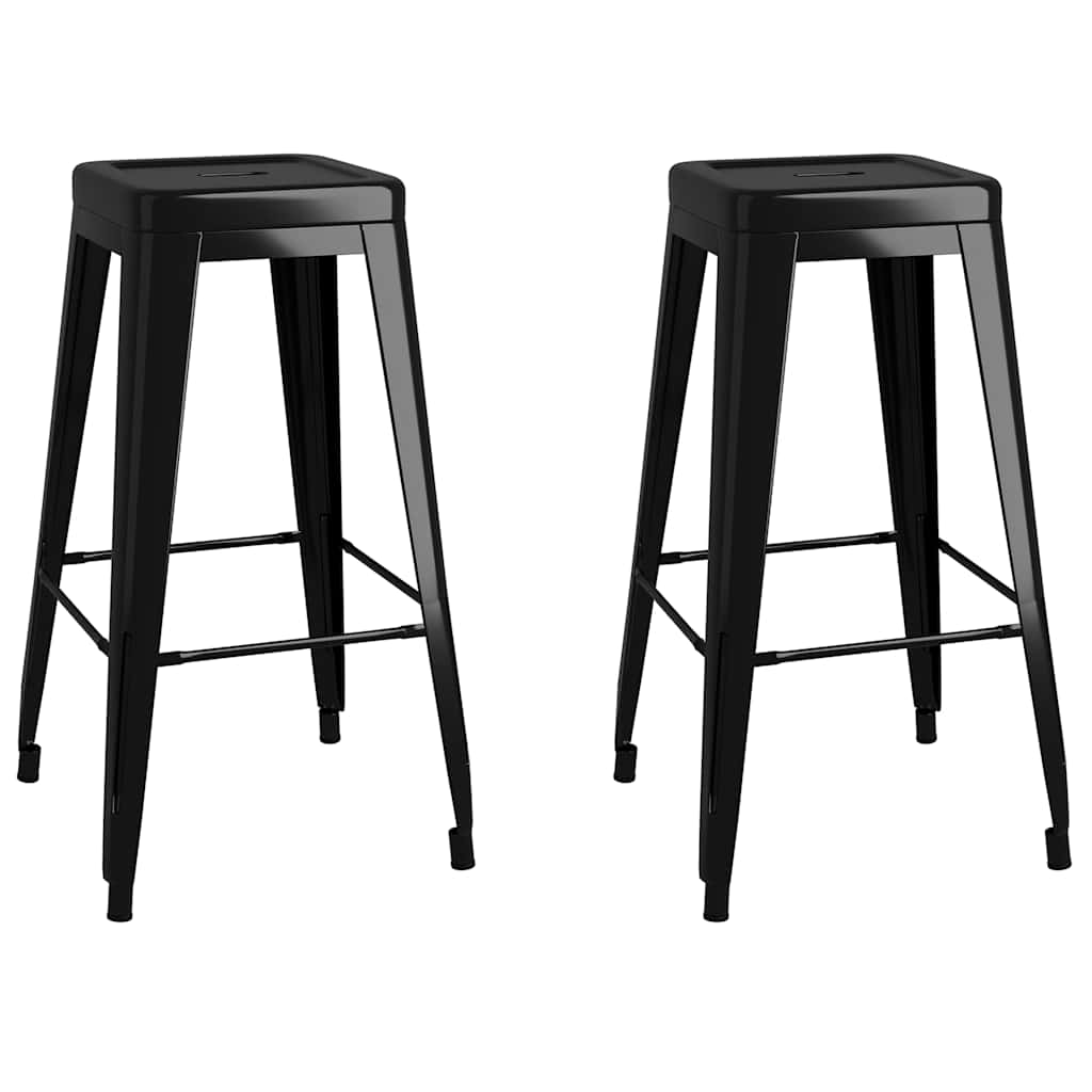 vidaXL Taburetes de bar apilables 2 unidades de metal en color Negro/Blanco | cómodas modernas ergonómicas para comedor cocina salón hogar