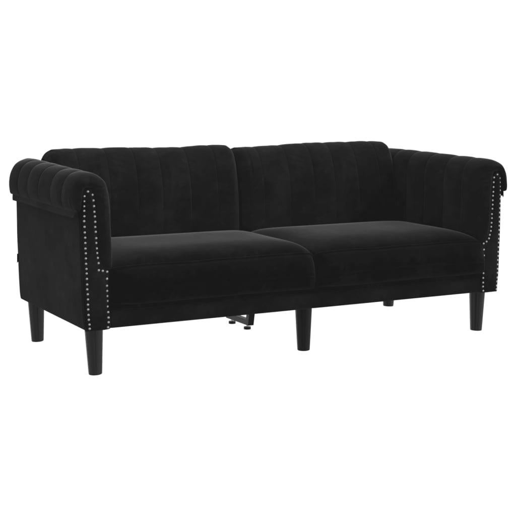 vidaXL Sofá de 2 plazas terciopelo negro
