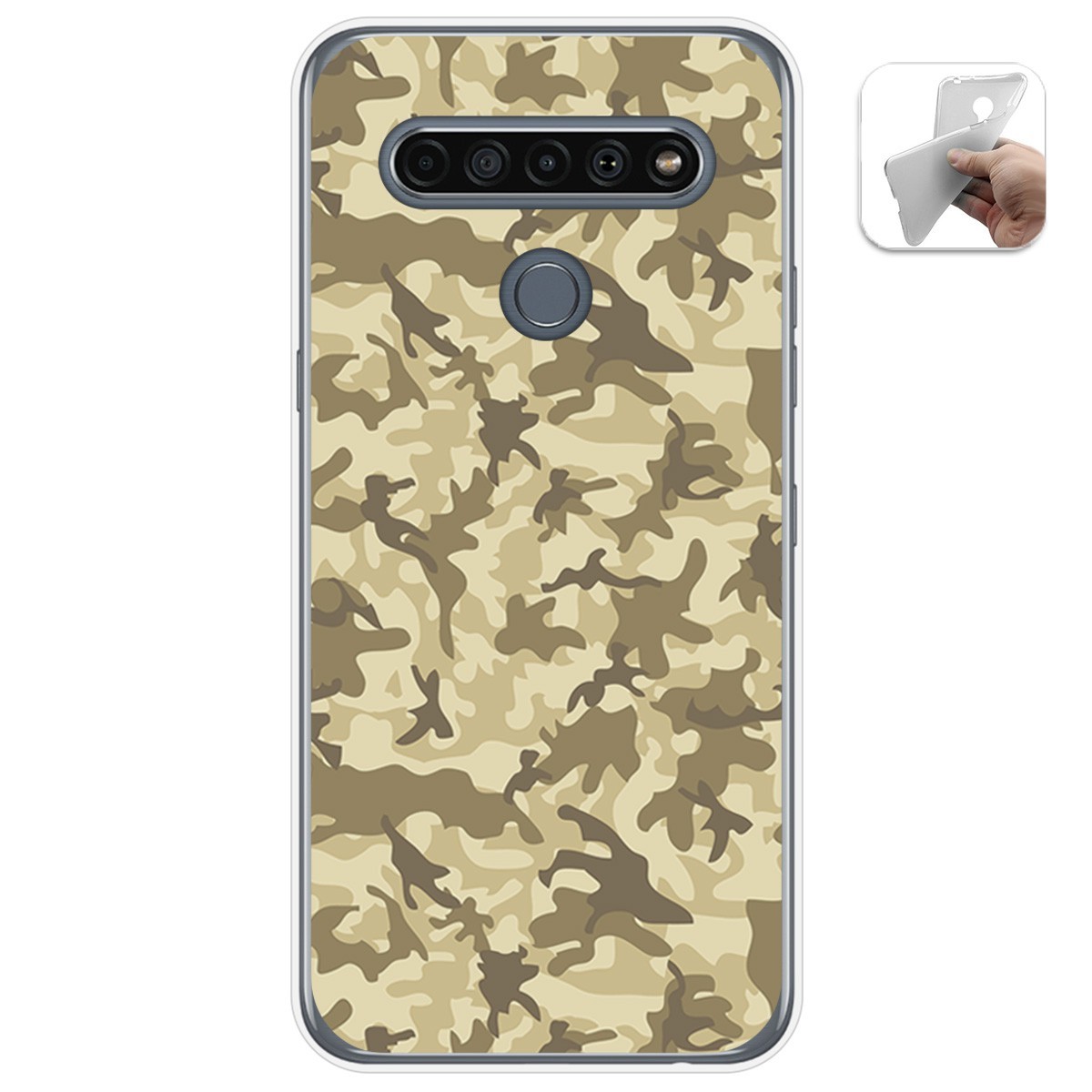 Tumundosmartphone Funda Gel Tpu para Lg K61 diseño Sand Camuflaje Dibujos