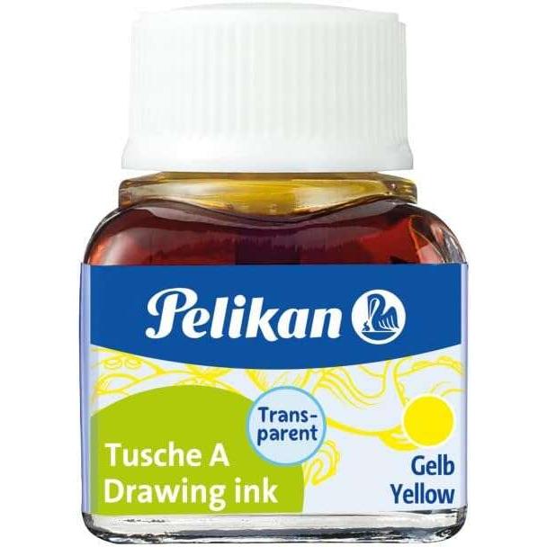 Pelikan tinta china 523 10ml n.5 - botella de 10ml - resistente al agua - ideal para dibujo y caligrafia - color amarillo