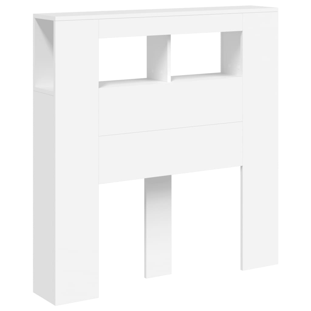vidaXL Cabecero con LED madera de ingeniería blanco 100x18,5x103,5 cm