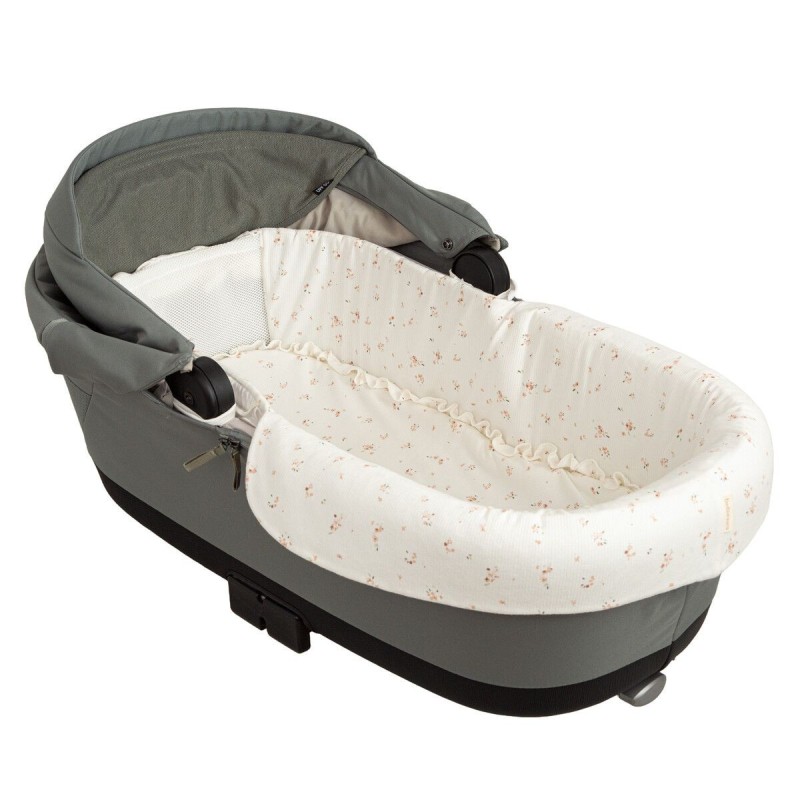 Bimbidreams - Forro interior acolchado universal para capazo de carrito bebé colección Monet blanco y rosa, tejido OEKO-TEX certificado, lavable a 30 °C