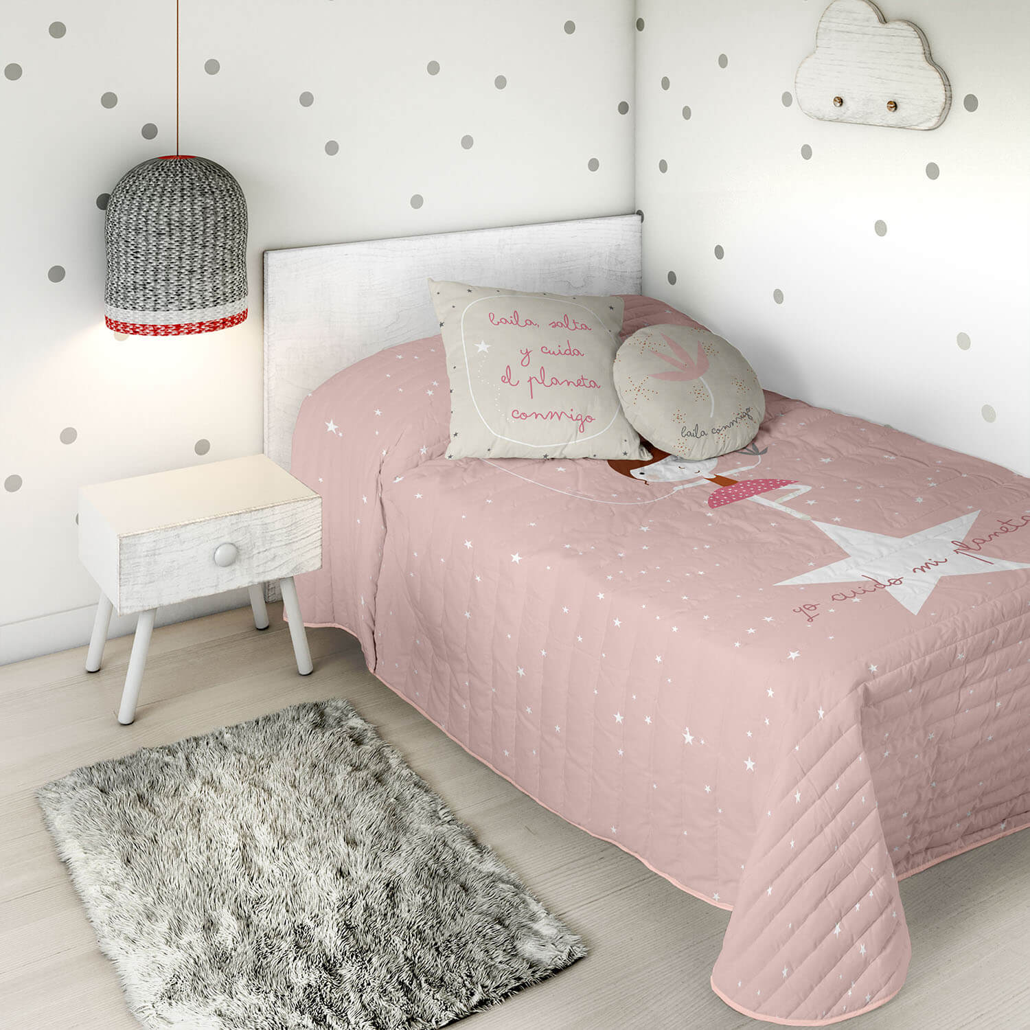 HACIENDO EL INDIO - Colcha Bouti Infantil Estampada 100% Algodón - Relleno 70 gramos -  Cubrecama Ligero Acolchado - Ideal para Primavera y Verano - Disponible para Cama 90/105 cm - Fabricada en España