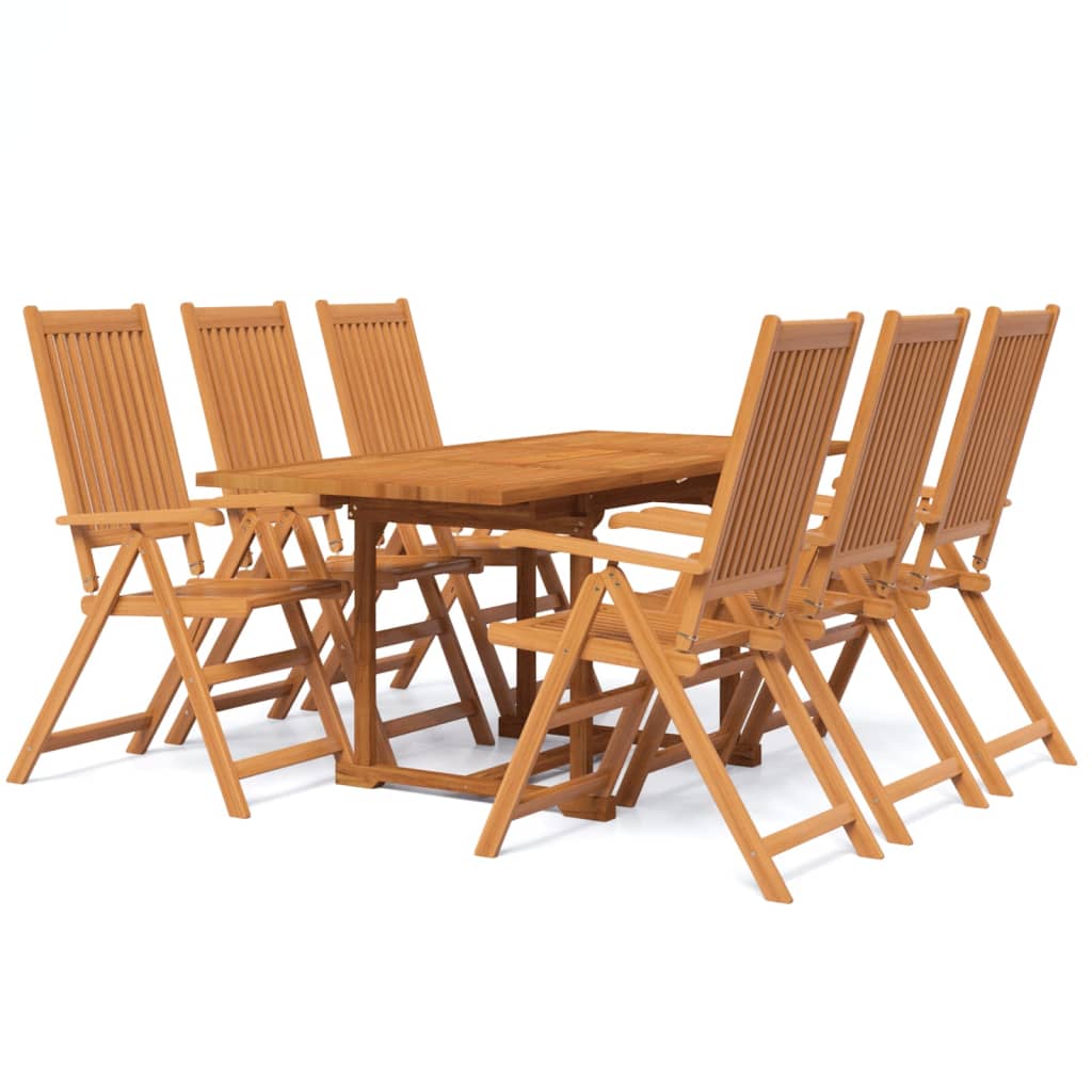 vidaXL Juego de comedor de jardín 7 piezas madera maciza de acacia 120-170 cm