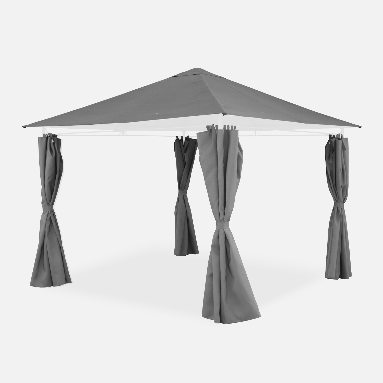 sweeek - Lona de techo + cortinas para pergola Elusa 3x3m , Cubierta + Cortinas para pérgola Elusa , 299x299x183