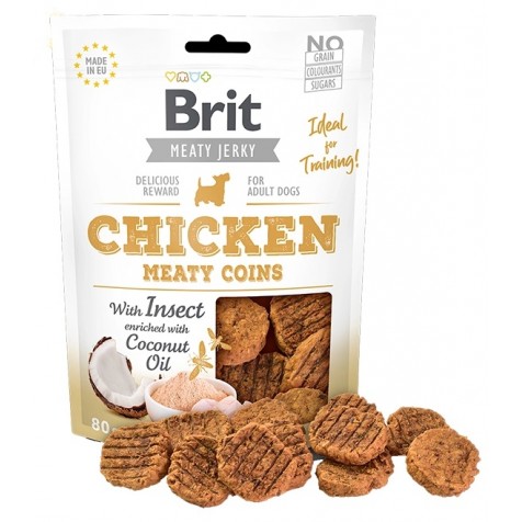 Brit - Brit Jerky Snack Monedas De Pollo Con Insectos Para Perros 80 Gr