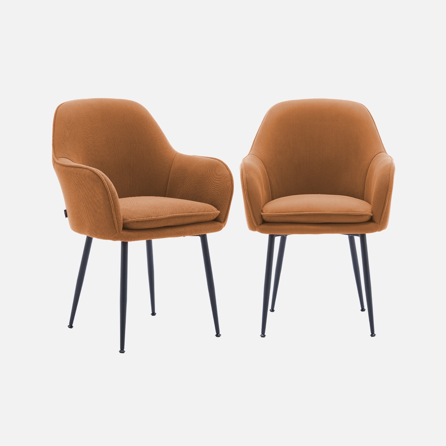 sweeek - Sillón de pana con patas de metal negro mate, set de 2 , Shella pana , 57x59x84