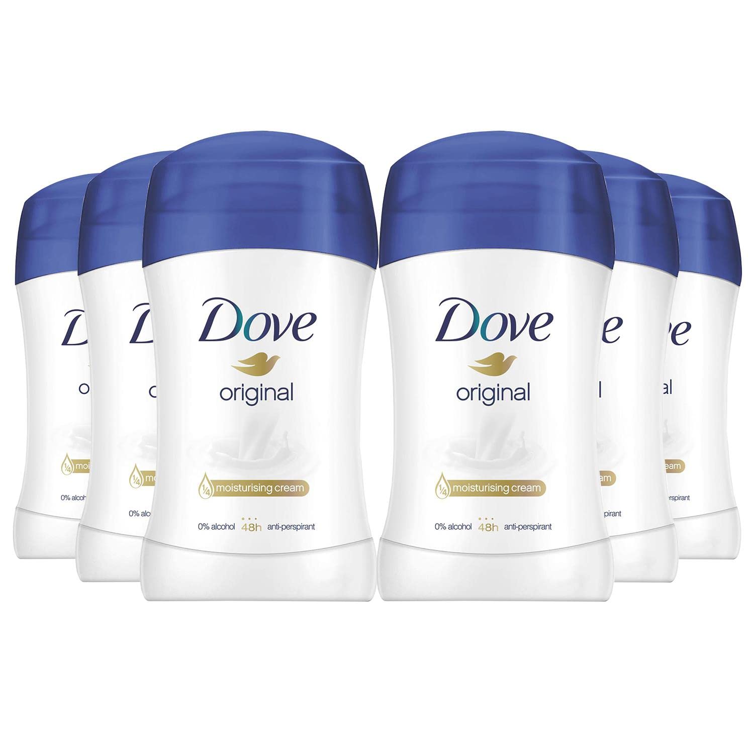 Desodorante Antitranspirante Dove Stick Original en Barra 40 Ml - Esenciales de Aseo E Higiene para Hombres y Mujeres - Paquete de 6