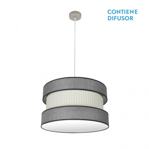 Colgante Niquel/gris-beis modelo Home 2luces regulable FABRILAMP