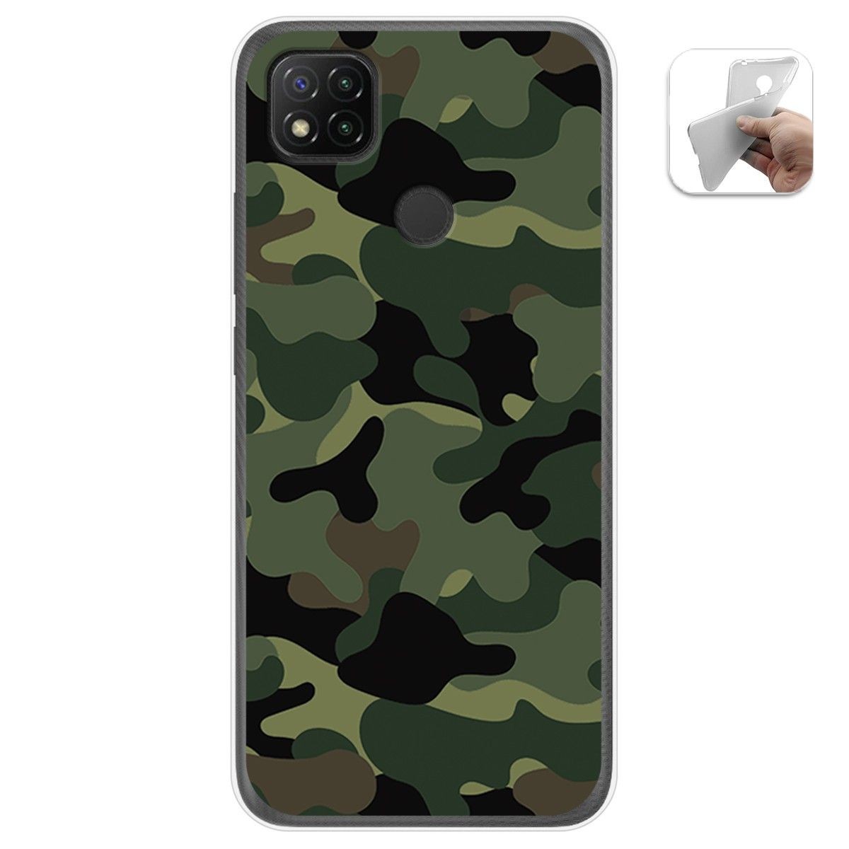 Tumundosmartphone Funda Gel Tpu para Xiaomi Redmi 9C diseño Camuflaje Dibujos