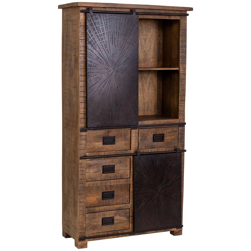 Wonderlust Deco - Armario de madera marrón 100x42x190h cm Marrón 100x42x190h cm