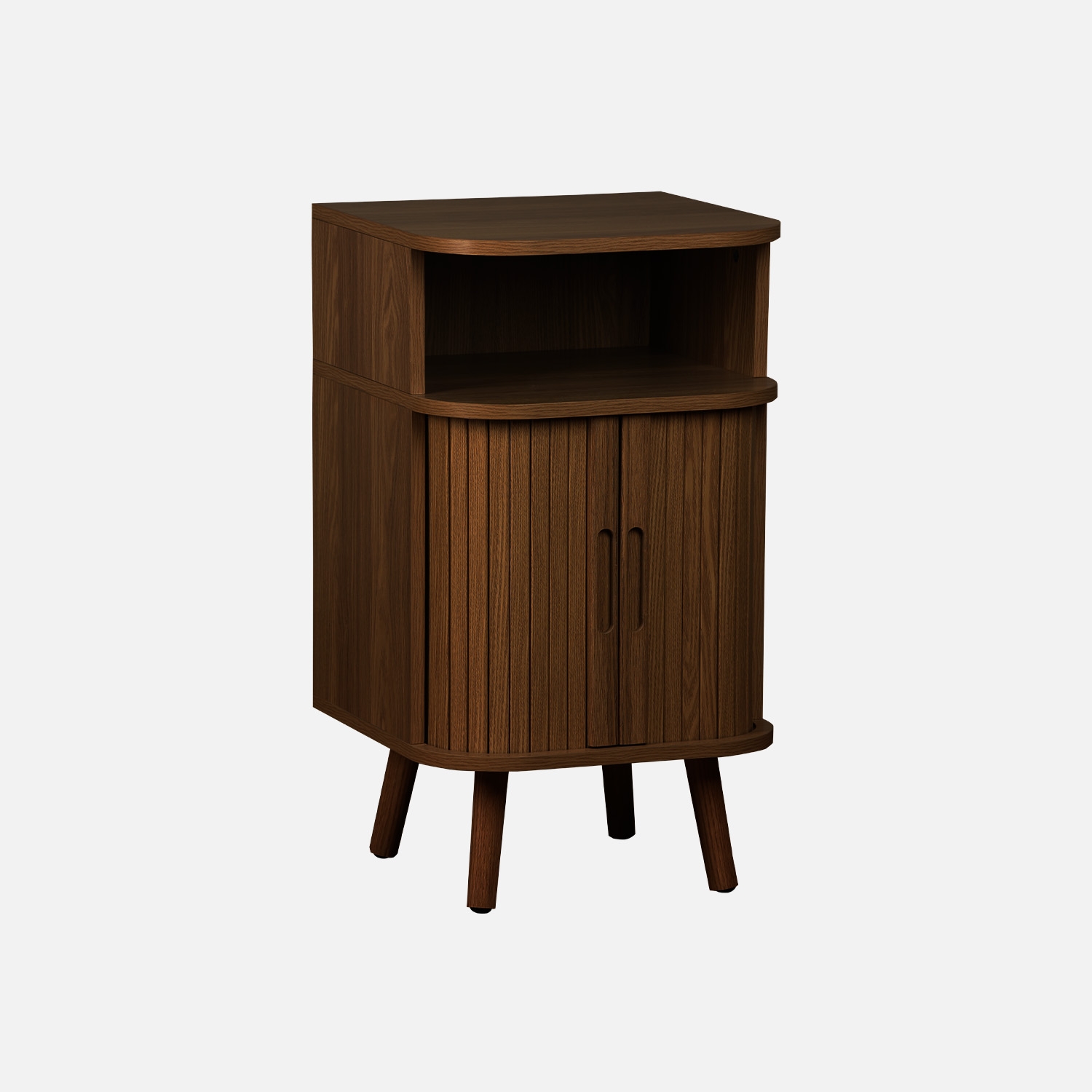 sweeek - Mesita con efecto madera ranurada, 2 puertas correderas , Legacy , 40x40x70