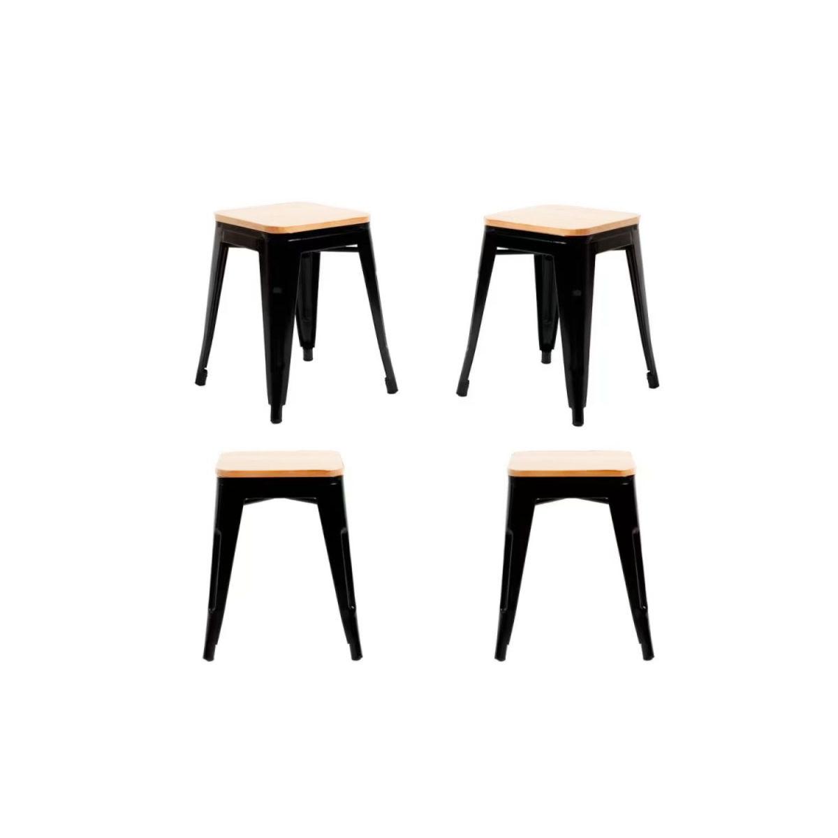 Regalos Miguel - Packs Taburetes Pequeños - Pack 4 Taburetes Torix Pequeños Madera Natural - Negro