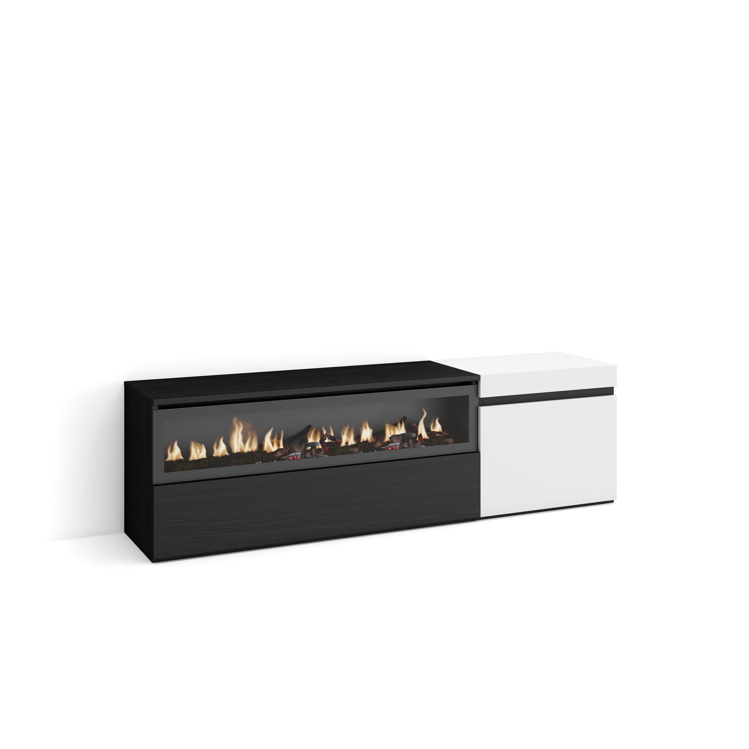 Skraut Home, Mueble de Televisión en melamina de alta calidad, Fuego led efecto 3d, Estilo Moderno Elegante, 153x35x45cm