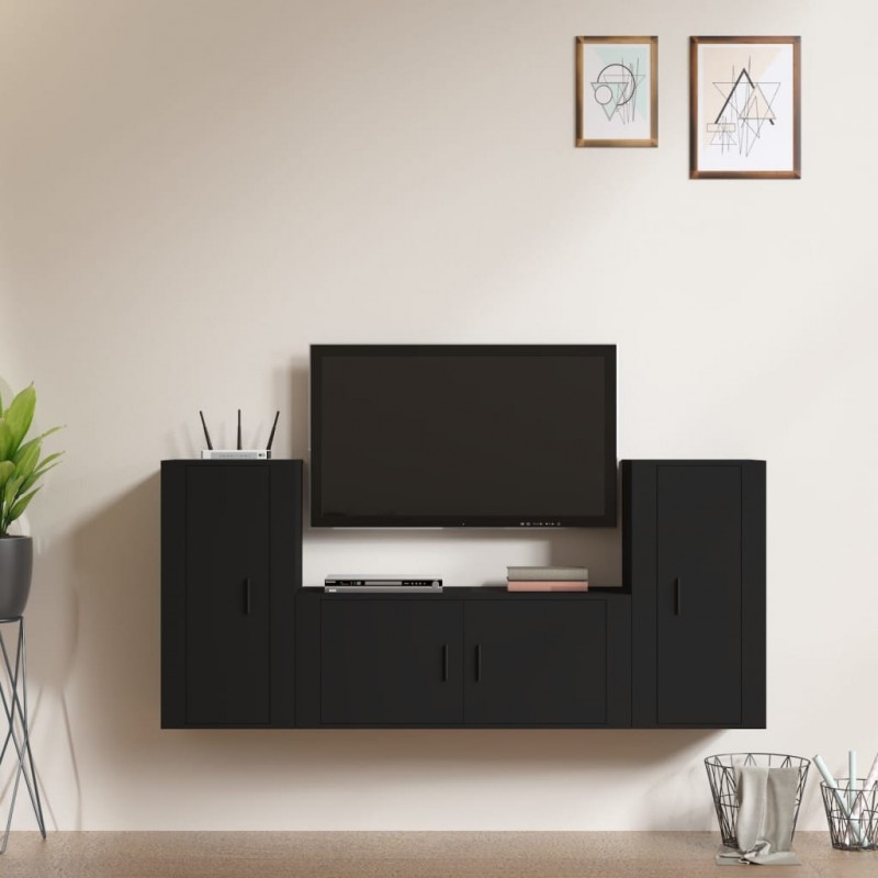 Mueble TV 2 pzas madera contrachapada blanco roble 80x35x36,5cm
