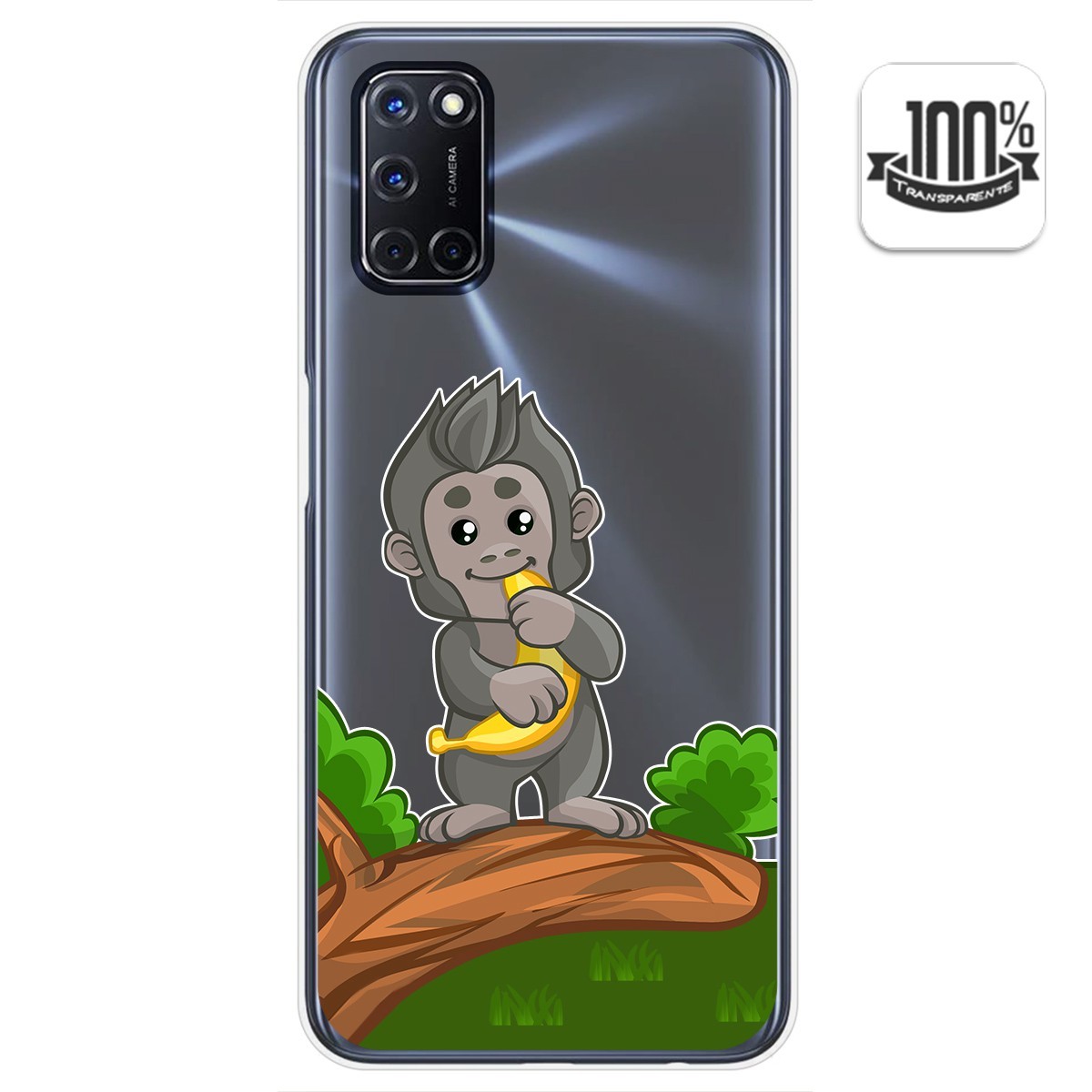 Tumundosmartphone Funda Gel Transparente para Oppo A52 / Oppo A72 diseño Mono Dibujos