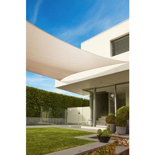 Toldo vela SAULEDA cuadrada 5,4m. beige. HDPE bloqueo uv