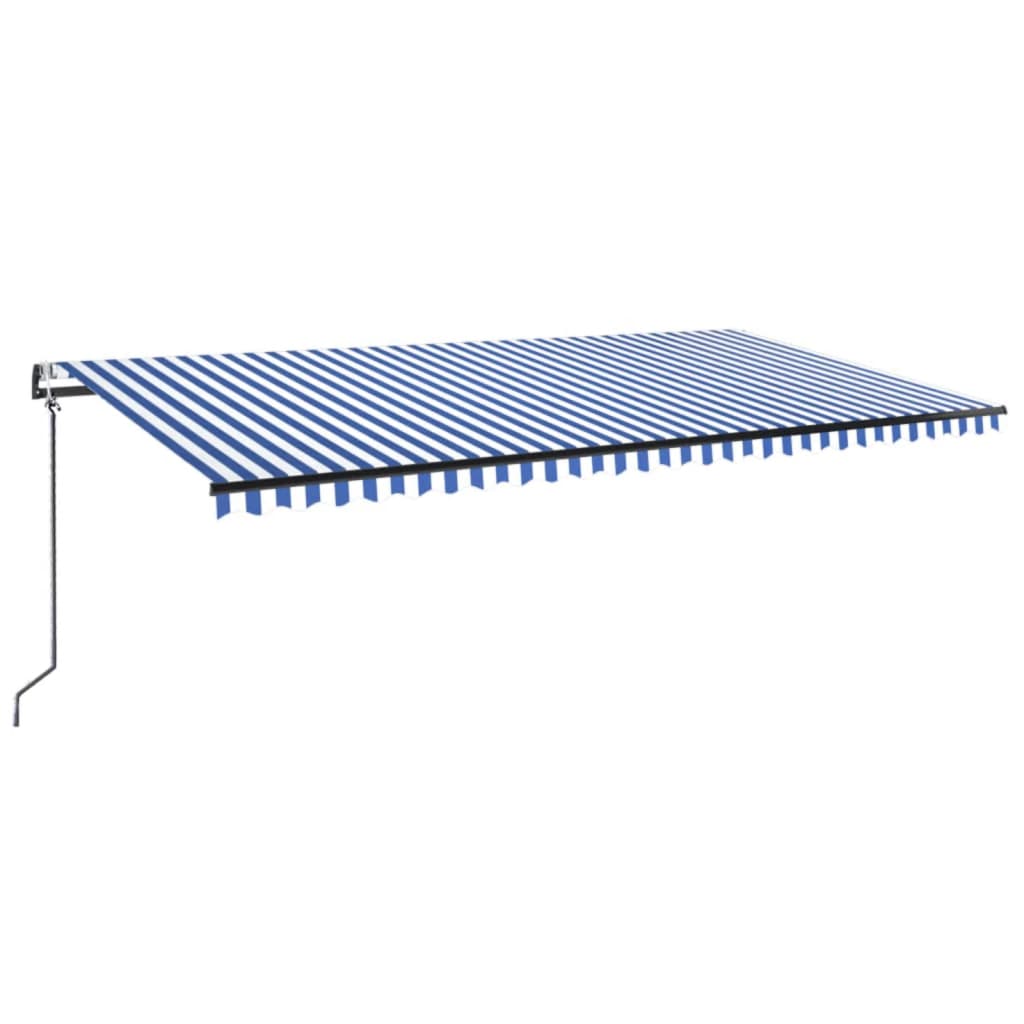 vidaXL Toldo automático LED sensor de viento azul y blanco 600x300 cm