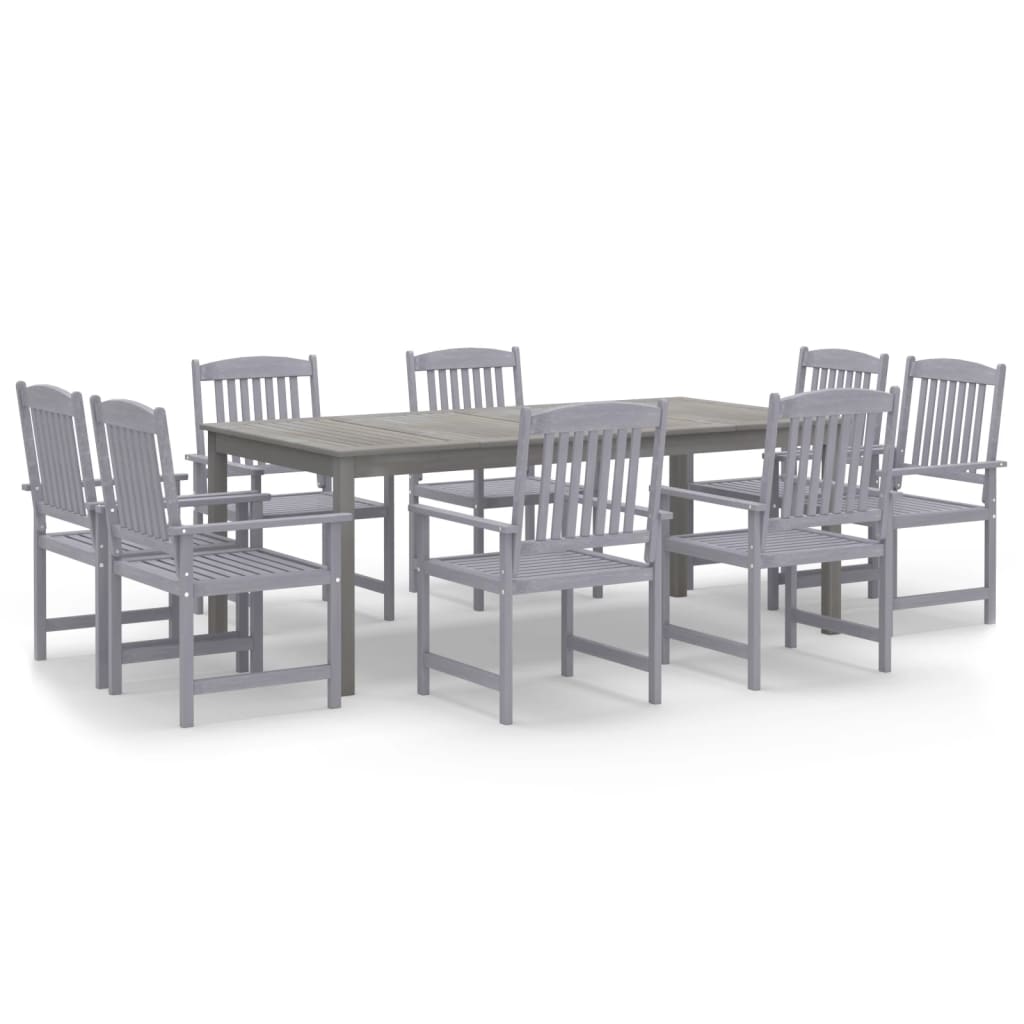 vidaXL Juego de comedor para jardín 9 piezas madera maciza acacia gris