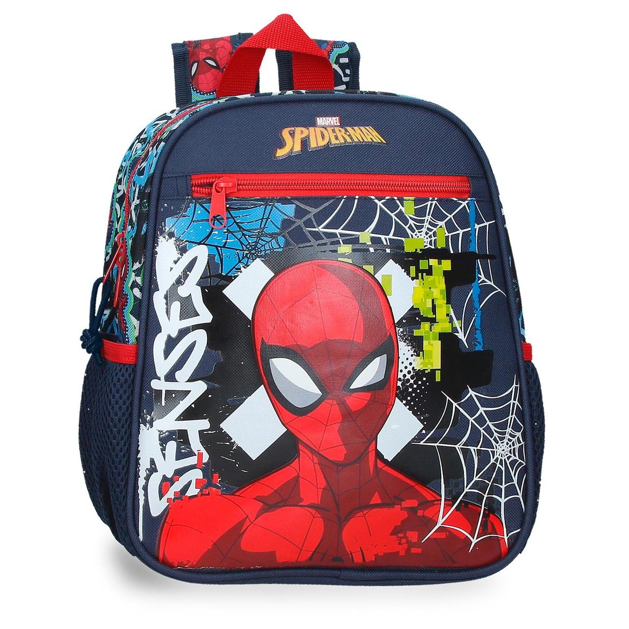 Mochila escolar adaptable a carro Grafity Of Spiderman 23x28x10cm Marino