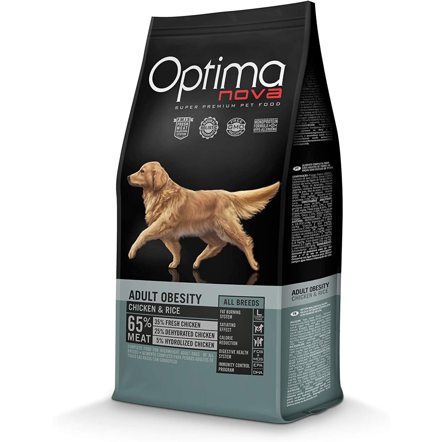 Pienso para Perros Optima Nova Obesity 2 Kg. Pollo y Arroz