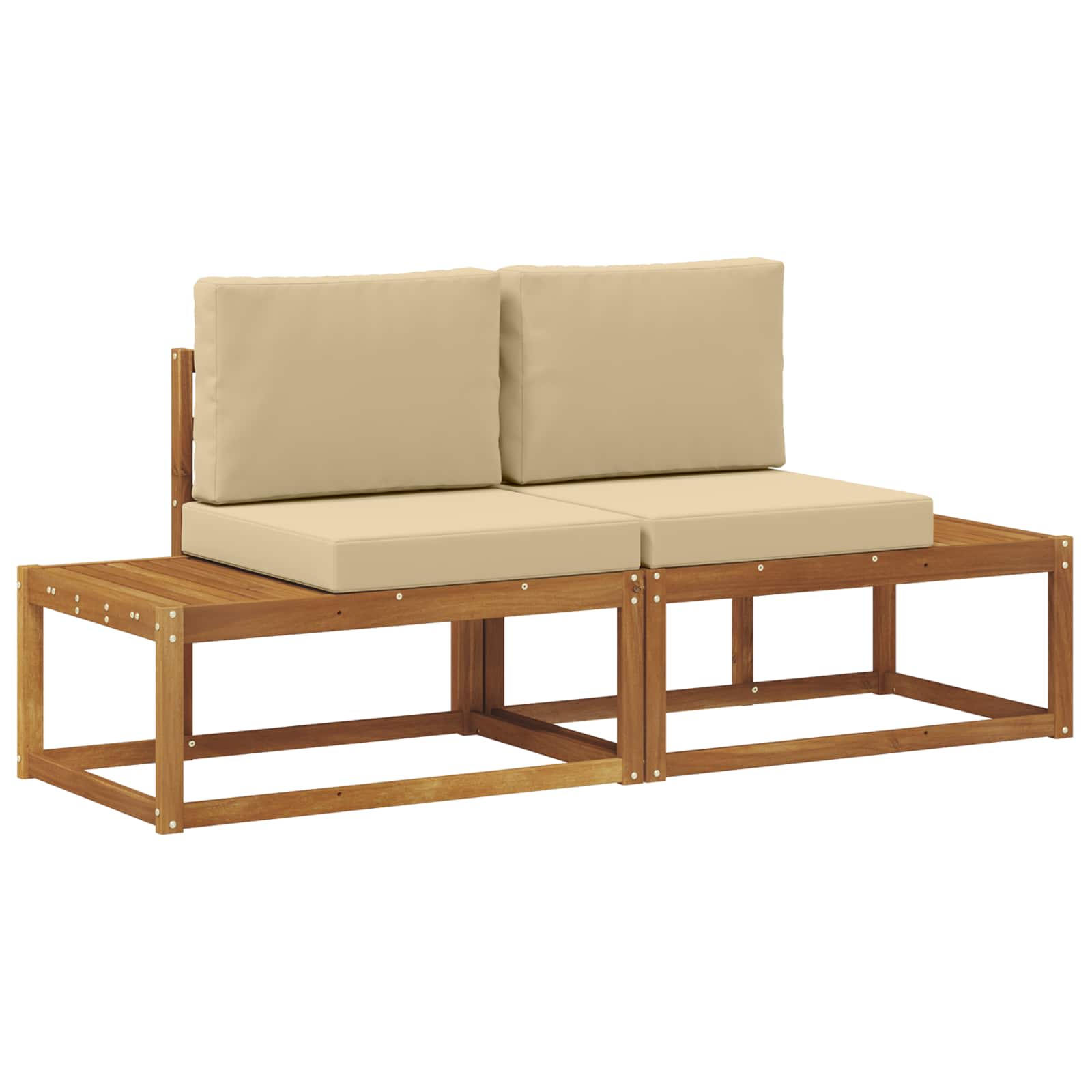vidaXL Sofá de esquina exterior con cojín 2 Pieza Natural y Beige