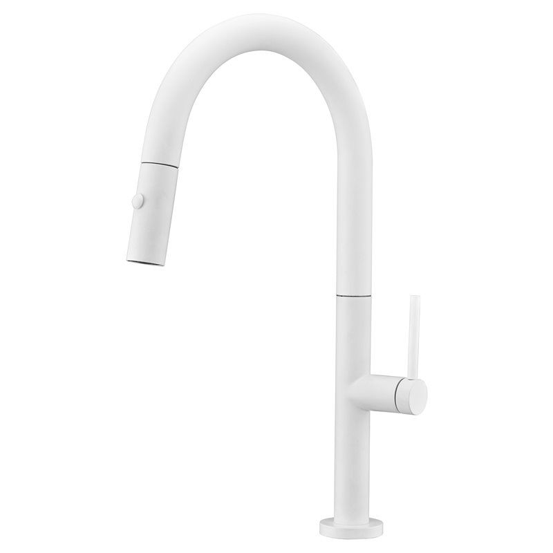 Imex Samoa GCE017/BL grifo de cocina monomando de caño alto en latón blanco mate