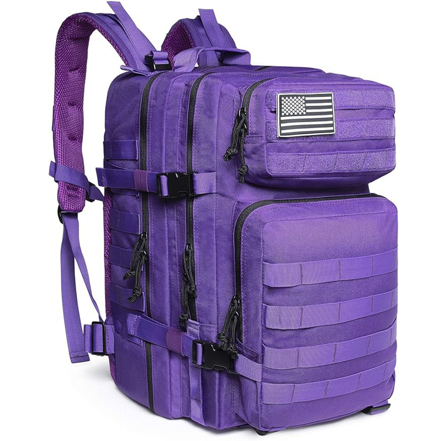 DAM. Mochila táctica militar de 45 Litros con sistema Molle de gran capacidad e impermeable. Perfecta para emergencias, días de caza, senderismo y acampadas. 33x29x45 cm.
