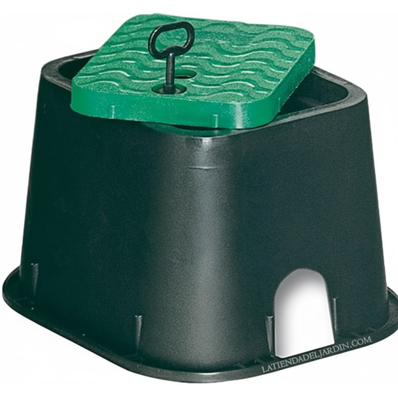 SUINGA Arqueta de Riego Jardin 27x24x18 cm | Arqueta Riego Rectangular para Electrovalvulas | Arquetas de Riego con Tapa Jardin