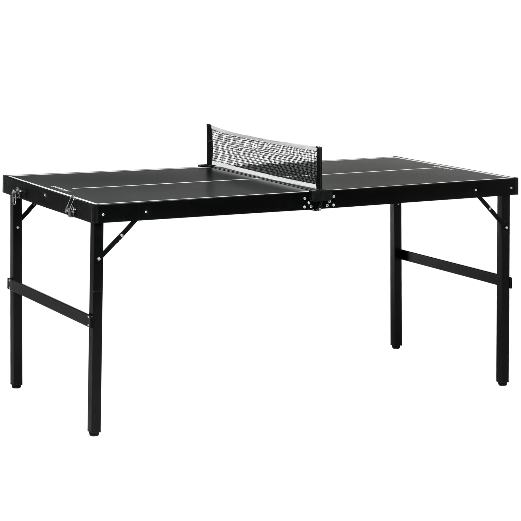 SPORTNOW Mesa de Ping Pong Plegable de Tamaño Mediano con Marco de Aluminio Mesa de Tenis Portátil con Red para Uso en Interiores y Exteriores 152x76x72 cm Negro