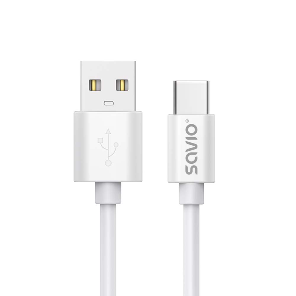 Cable usb 2 m usb 2.0, usb a - usb c blanco savio cl-168