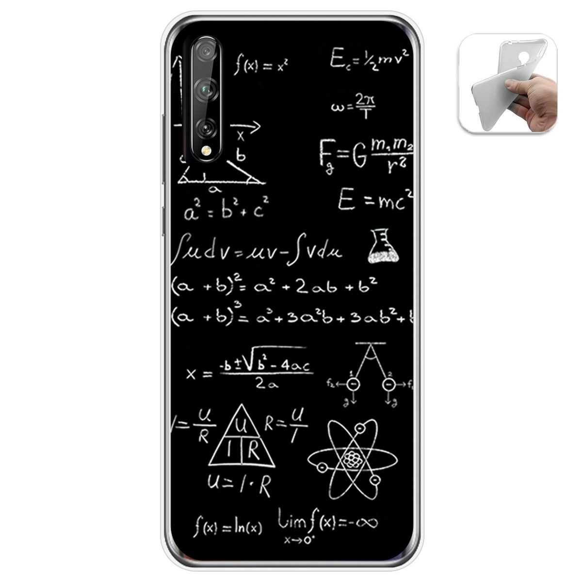 Tumundosmartphone Funda Gel Tpu para Huawei P Smart S / Y8p diseño Formulas Dibujos