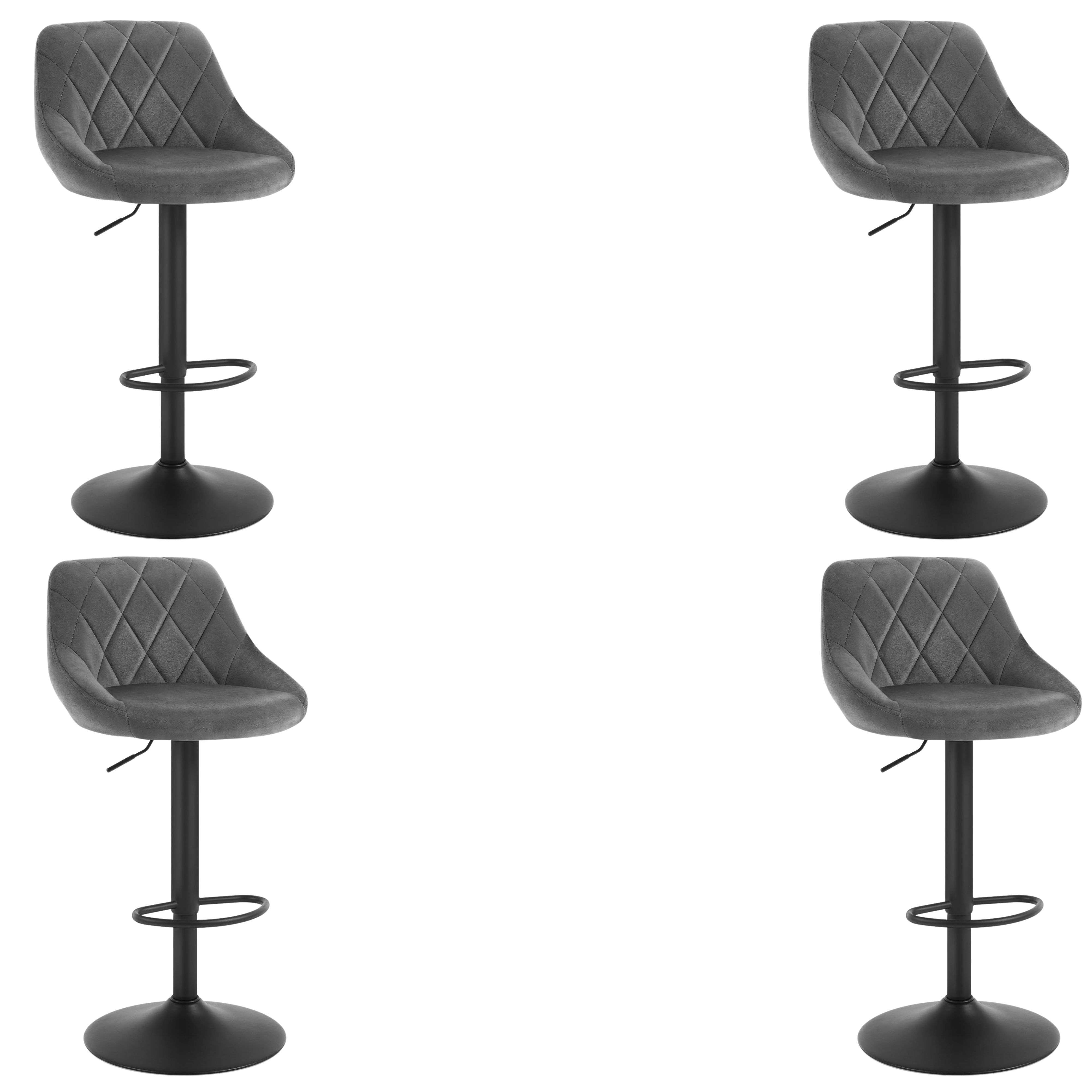 Miroytengo Pack 4 Taburetes Bar, Silla Alta, Altura Regulable Diamant, Giratorio con Respaldo, Terciopelo, Comedor