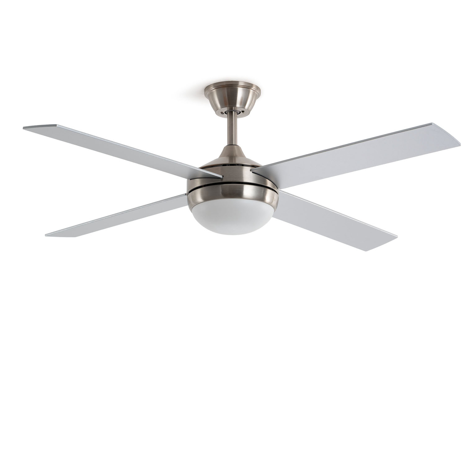 LEDKIA LIGHTING  - Ventilador de Techo Navy Evo Níquel con Luz Integrada, Motor DC 30W Silencioso y Eficiente, 4 Aspas, 6 Velocidades, 132 cm, Mando a Distancia, Salón y Estancias Grandes >20 m²