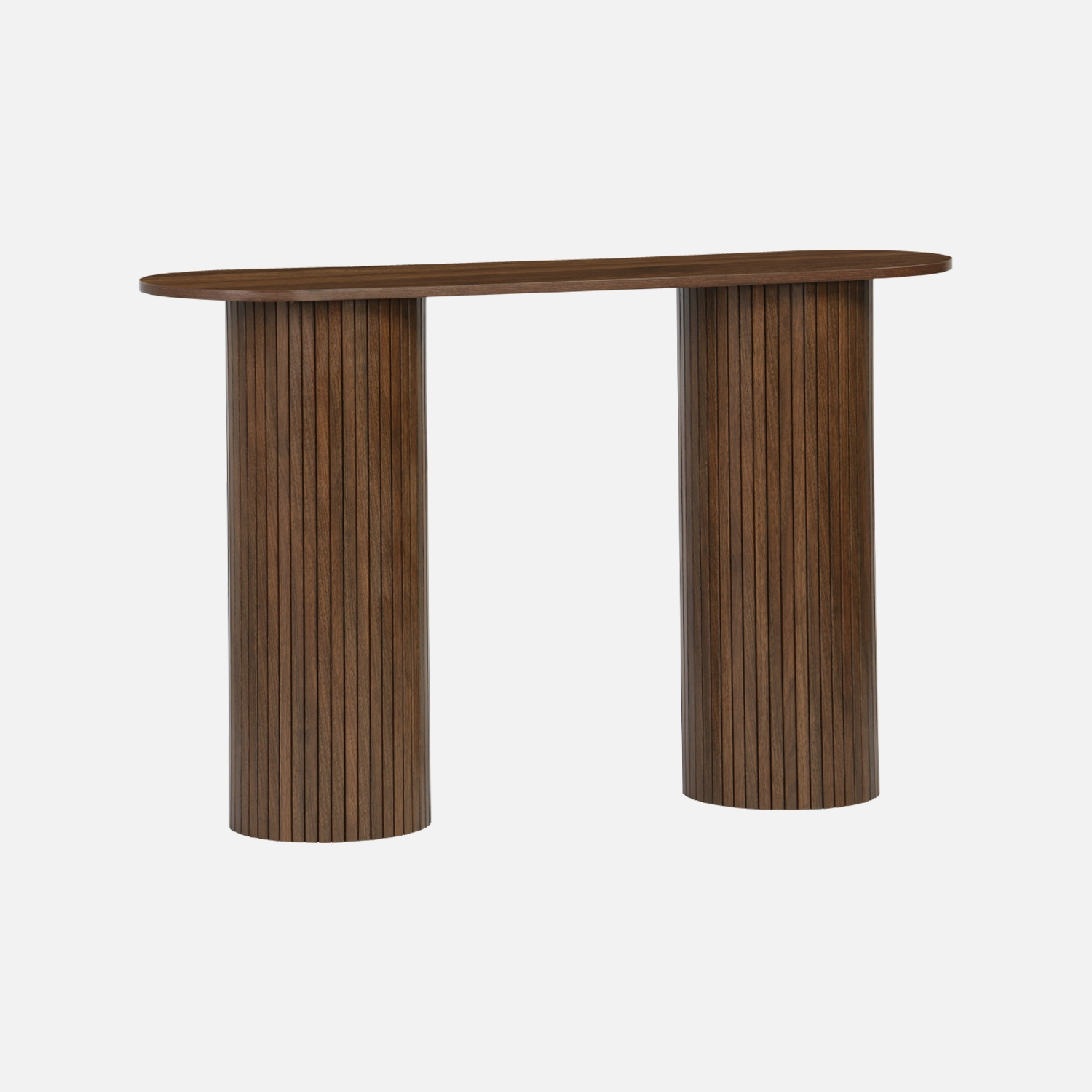 sweeek - Consola escandinava ovalada efecto madera acanalada, 120cm , Legacy , 120x35x75