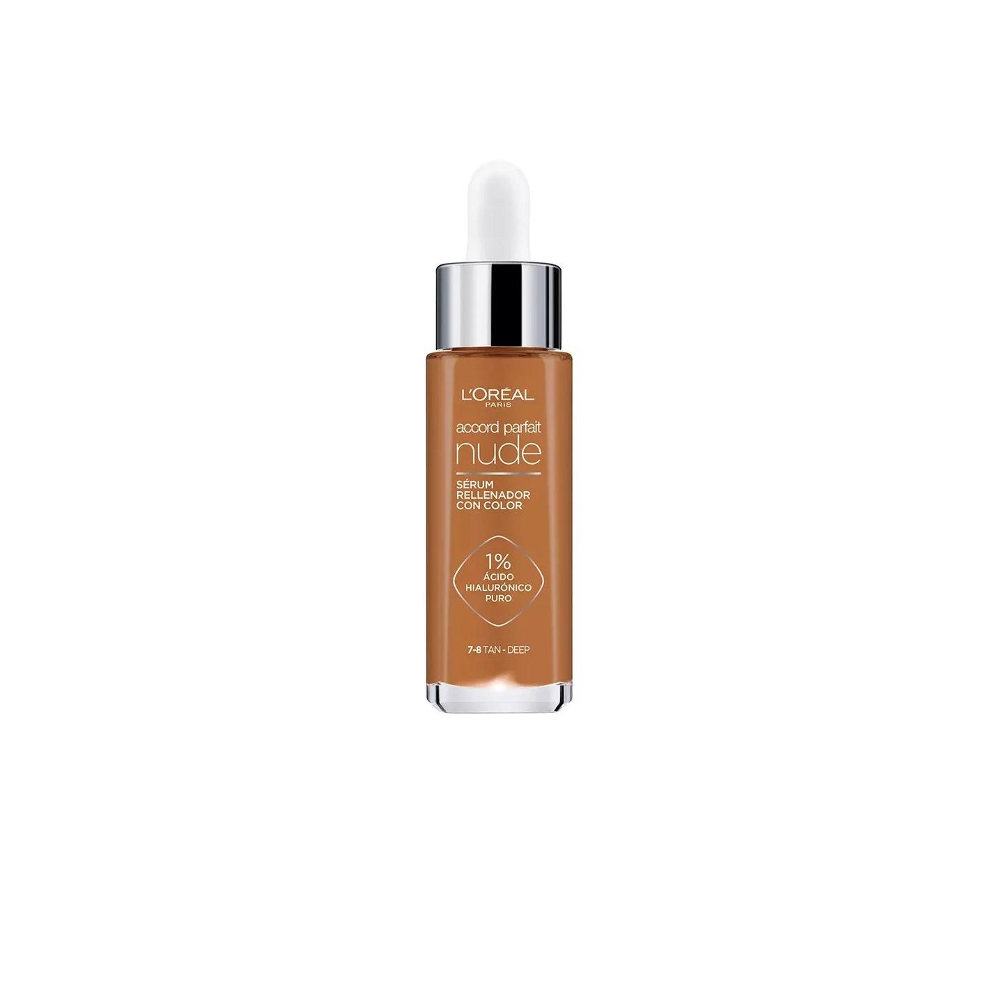 Discover L'Oréal Paris Accord Parfait Nude Serum Foundation with 1% Hyaluronic Acid, a lightweight, hydrating makeup that unifies skin tone while providing a natural, luminous finish in 6 shades for a radiant look.