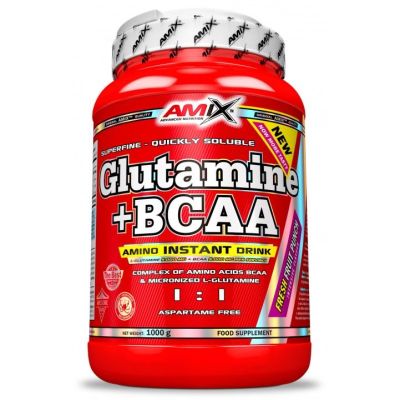 Glutamine + BCAA Drink 1kg  Combinación de BCAA (2:1:1) y L-glutamina micronizada  Amix Nutrition