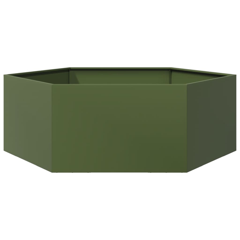 vidaXL Jardinera hexagonal de acero inoxidable 138x120x45 cm en color Acero Inoxidable/Gris Claro/Acero/Verde/Acero/Antracita y más