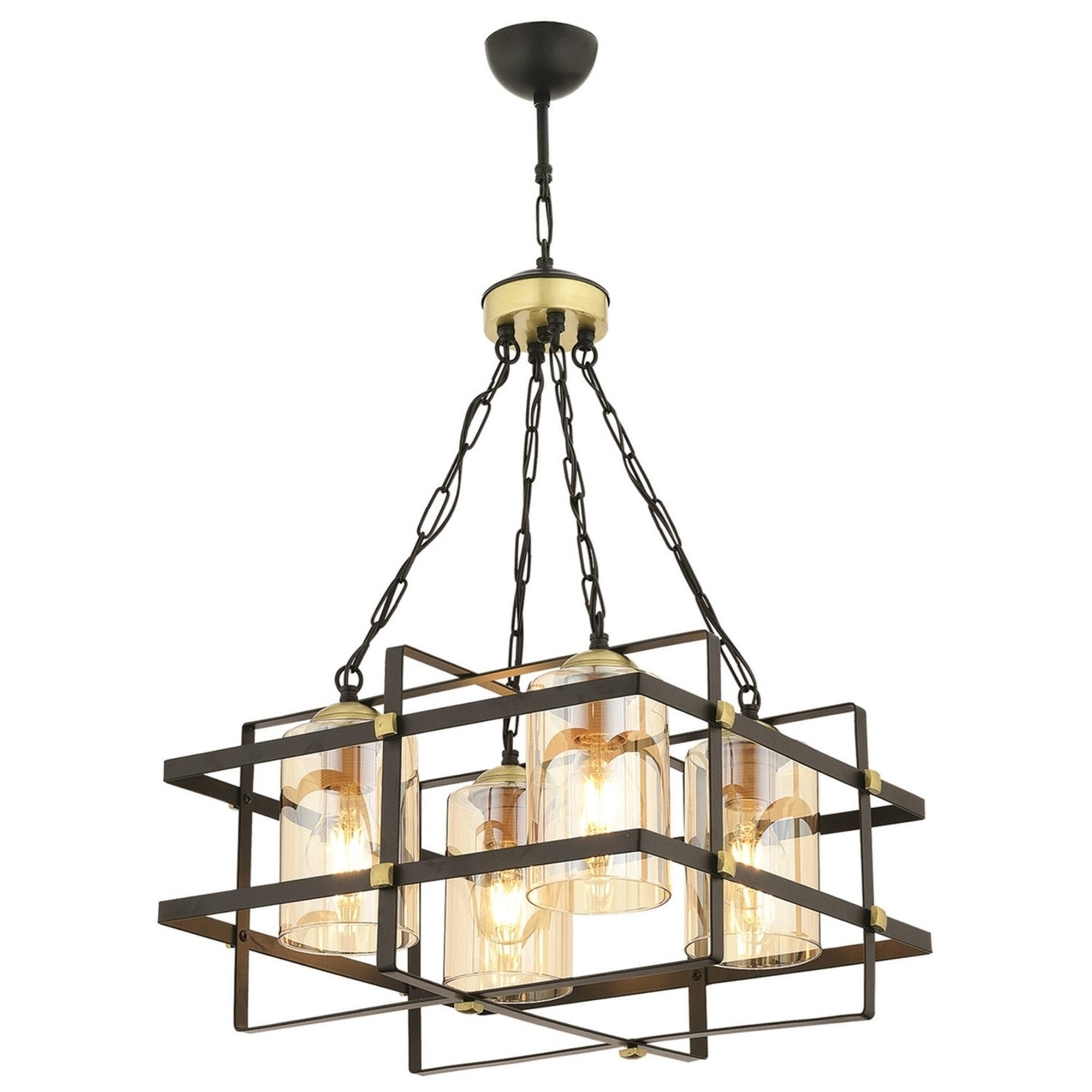 Lámpara de techo WELLHOME con forma geométrica de metal para 4 bombillas con acabado color negro