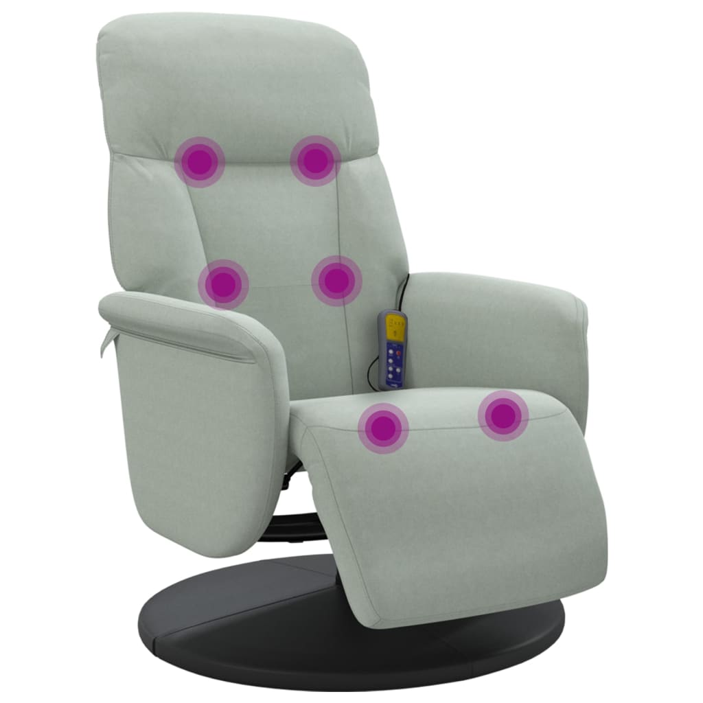 Vidaxl Sillón Reclinable Masaje con Reposapiés Terciopelo Gris Claro