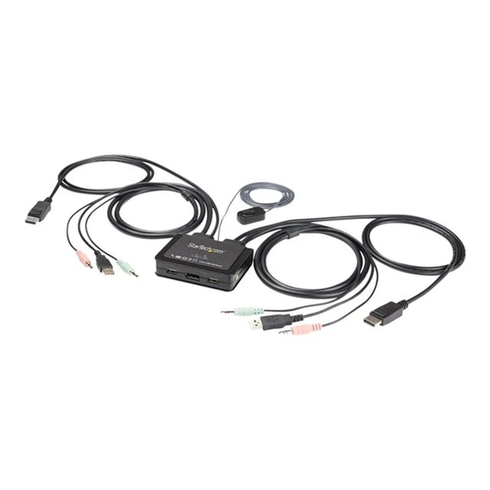StarTech - Conmutador KVM SV211DPUA4K para 2 PCs con DisplayPort 1.2, resolución 4K (3840x2160), audio independiente y USB 2.0, negro