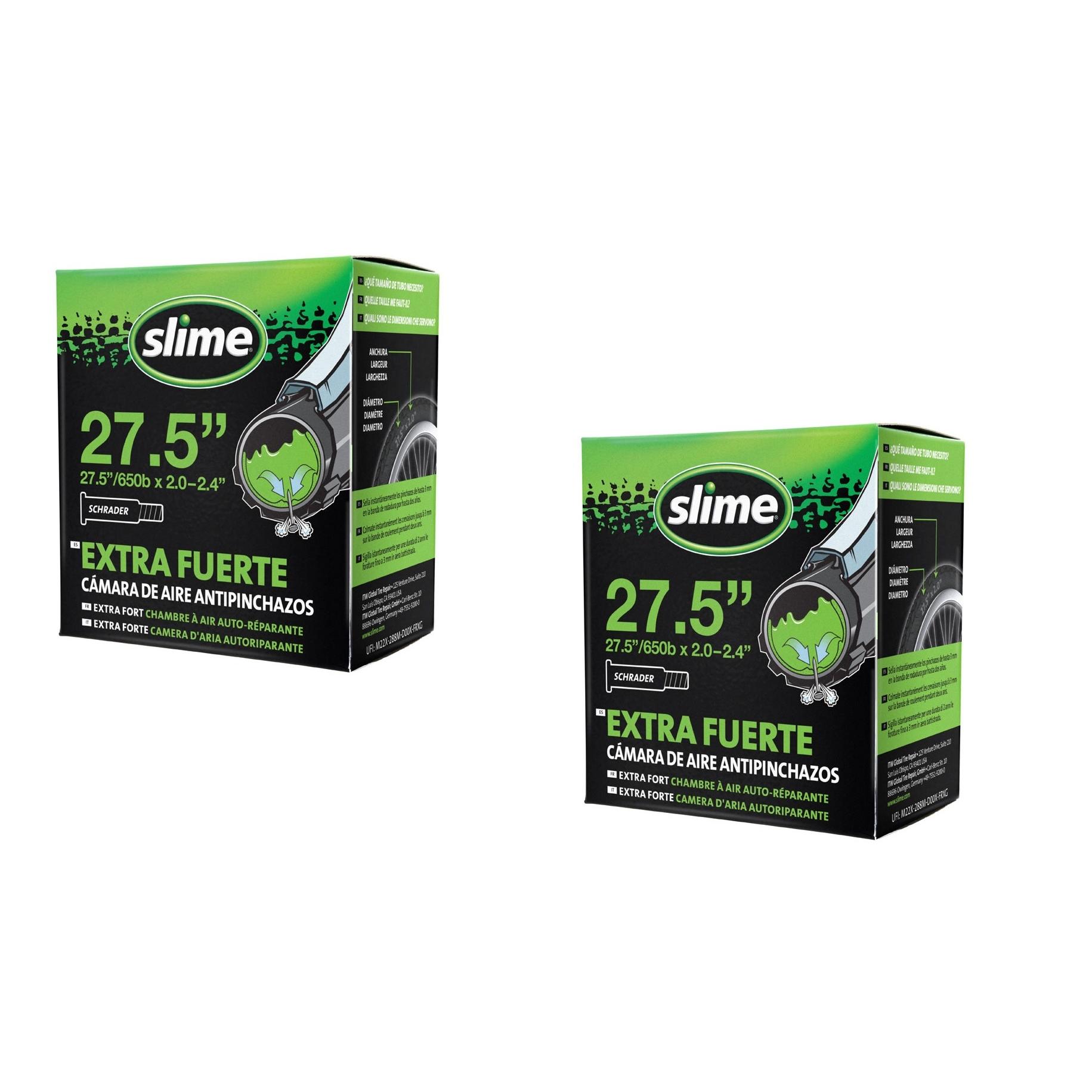 Slime - Pack de 2 Cámaras Antipinchazos Slime 27.5''/650B valvula AV schrader