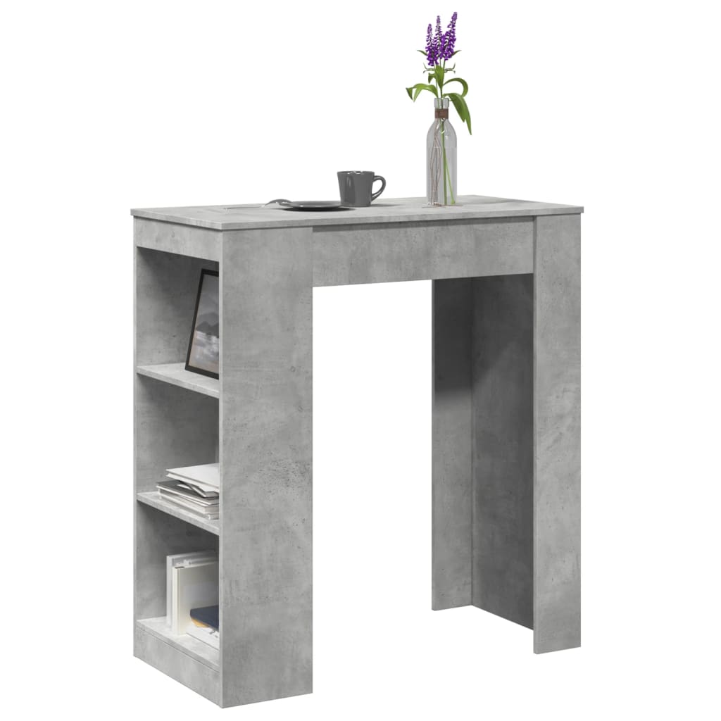 vidaXL Mesa alta con estantes madera ingeniería blanca 95x47x103,5 cm en color Blanco/Gris hormigón/Gris sonoma y más | estructura resistente ideal para salón dormitorio o estudio