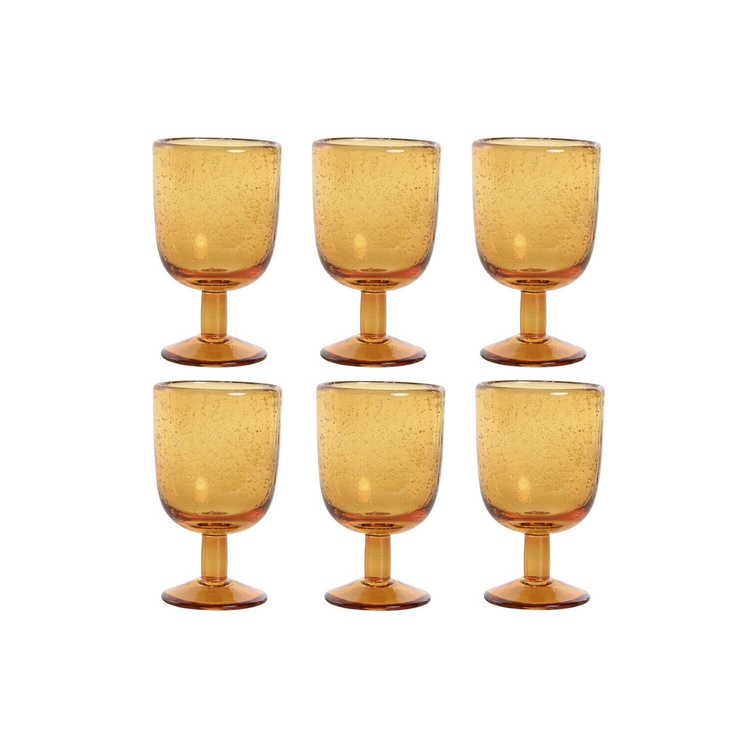 Copa set 6 cristal 8x8x14 300ml burbujas ambar El mejor complemento para tu hogar.