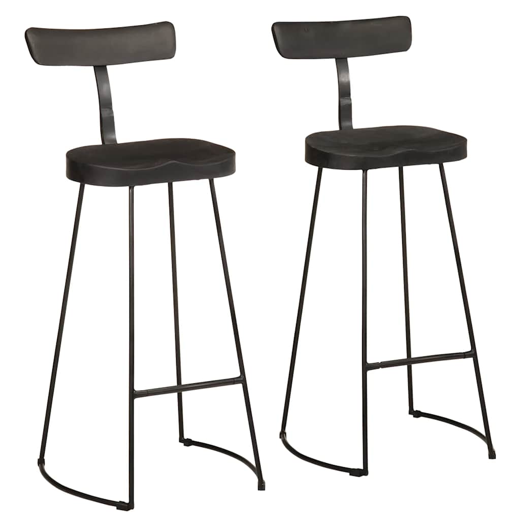 vidaXL Taburetes de barra 2 uds 49x43x103 cm madera maciza mango en color Negro/marrón oscuro y negro/Marrón y más | cómodas modernas ergonómicas para comedor cocina salón hogar